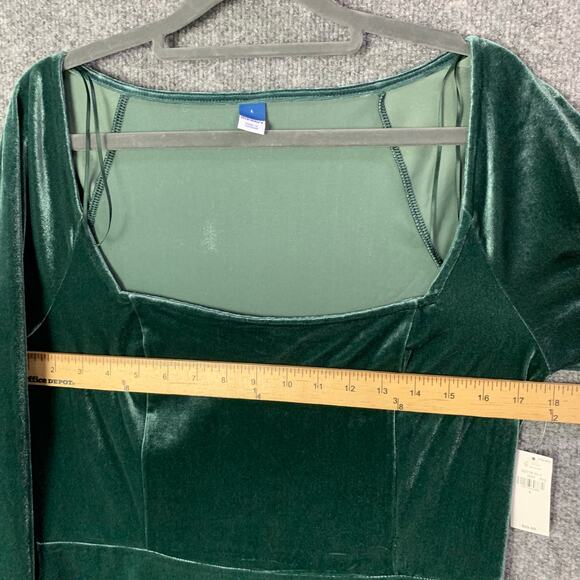 NEW Old Navy Fit & Flare Velvet Mini Dress Size Large Green - Picture 4 of 11